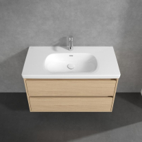 Mobilier suspendat lavoar Villeroy & Boch Skyla 100 cm, 2 sertare Soft Close, Nordic Oak